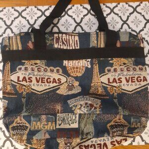 Excellent Vintage Las Vegas Casinos Tapestry Zip Tote Bag with Large Pocket